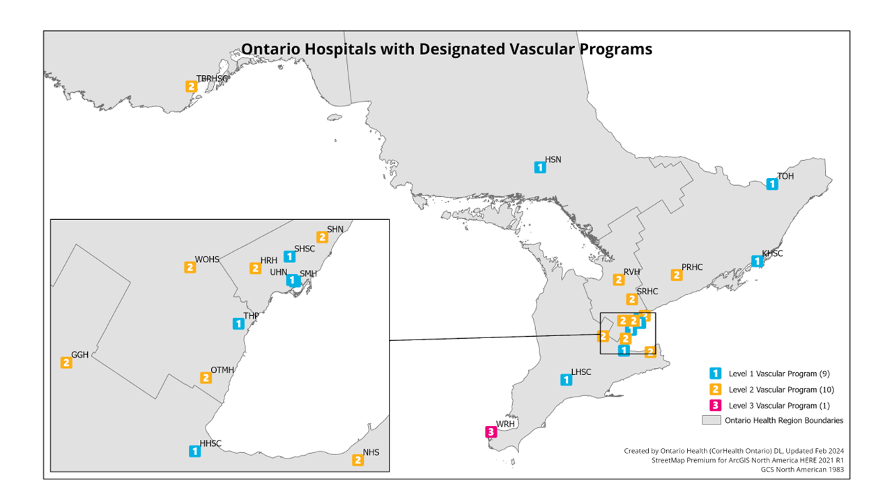 Ontario Hospitals with Designated Vascular Programs