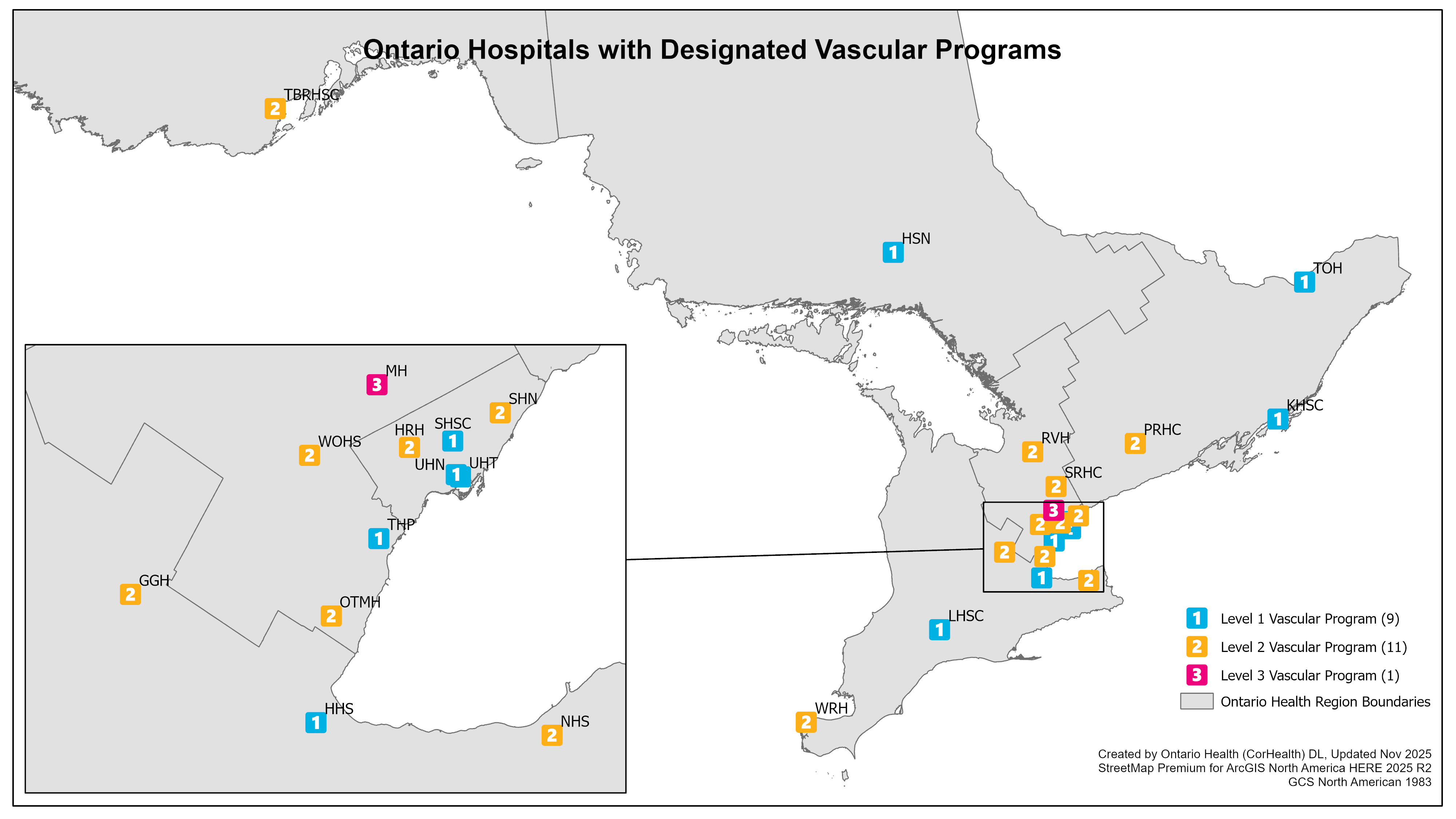 Ontario Hospitals with Designated Vascular Programs